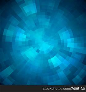 Abstract shining concentric mosaic vector background. Poster music design. Abstract blue shiny concentric mosaic vector background.