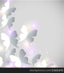 Abstract shining vector background with butterflies