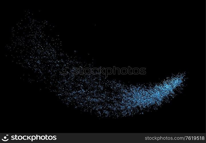 Abstract shiny color blue gold design element with glitter effect on dark background. Fashion sequins for voucher, website and advertising design. Abstract shiny color blue gold sequins wave design element