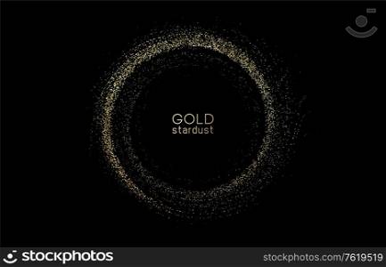 Abstract shiny color gold design element with glitter effect on dark background. Fashion sequins for voucher, website and advertising design. Abstract shiny color gold wave design element