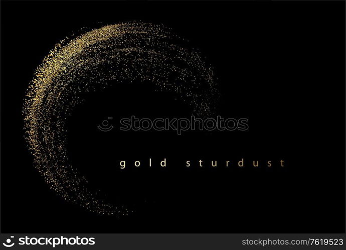 Abstract shiny color gold design element with glitter effect on dark background. Fashion sequins for voucher, website and advertising design. Abstract shiny color gold wave design element