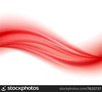 Abstract shiny color red wave design element with glitter effect on white background. Fashion flow sequins for voucher, website and advertising design. Abstract shiny color red wave design element