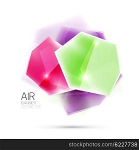 Abstract shiny colorful geometric composition. Abstract shiny colorful geometric composition flying on white background