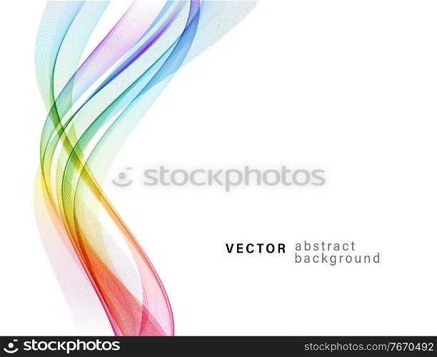 Abstract shiny spectrum multicolor wave design element on white background. Vector background, rainbow waved lines for brochure, website, flyer design. Spectrum wave color. Smoky color wave. Wavy line color. Abstract shiny color spectrum wave design element