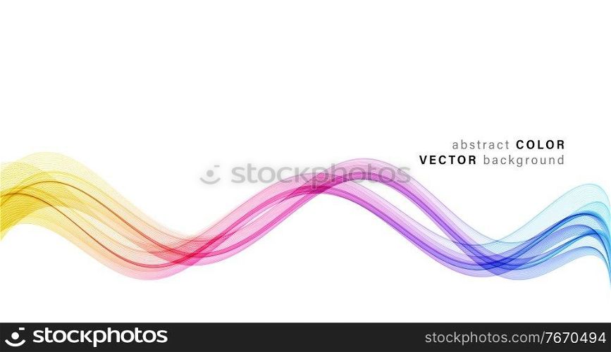 Abstract shiny spectrum multicolor wave design element on white background. Vector background, rainbow waved lines for brochure, website, flyer design. Spectrum wave color. Smoky color wave. Wavy line color. Abstract shiny color spectrum wave design element