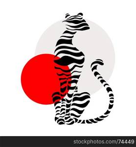 Abstract silhouettes of big cat.. Abstract silhouettes of big cat. Beautiful Vector illustration. White background.
