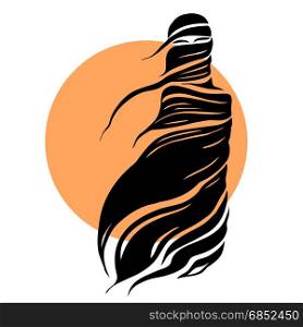 Abstract silhouettes of east girl. Beautiful Muslim woman. Vector Fashion illustration. White background. Beautiful Muslim woman. Abstract Fashion illustration.
