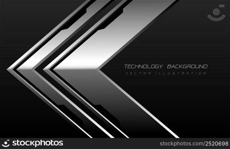 Abstract silver arrow cyber technology on black design modern futuristic background vector illustration.