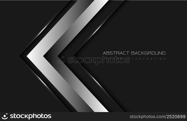 Abstract silver arrow direction geometric on grey with blank space design modern futuristic background vector