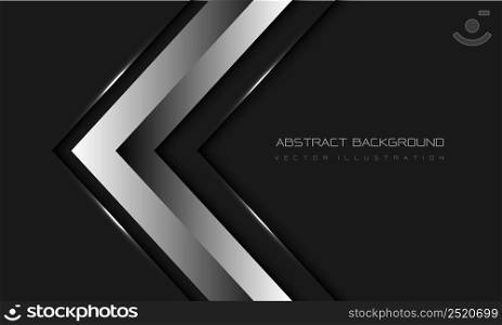 Abstract silver arrow direction geometric on grey with blank space design modern futuristic background vector