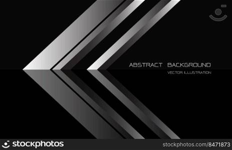 Abstract silver arrow direction on black with blank space for text design modern luxury futuristic background vector illustration.