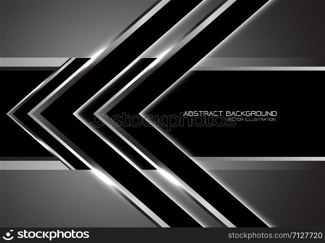 Abstract silver arrow speed direction on black banner blank space design modern luxury futuristic technology background vector illustration.