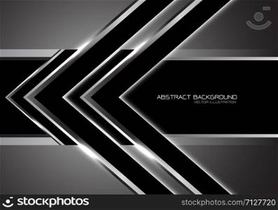 Abstract silver arrow speed direction on black banner blank space design modern luxury futuristic technology background vector illustration.