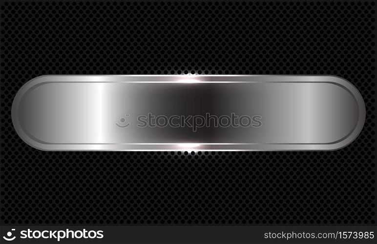 Abstract silver banner overlap on black circle mesh design modern luxury futuristic background vector illustration.