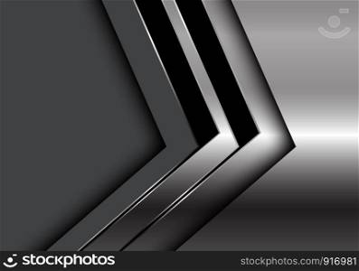 Abstract silver black arrow direction on dark grey blank space design modern futuristic background vector illustration.