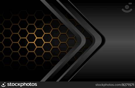 Abstract silver black arrow direction red hexagon mesh grey cyber geometric design modern luxury futuristic technology background vector illustration.