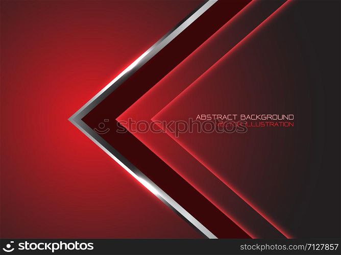 Abstract silver black arrow speed direction on red dark blank space design modern luxury futuristic technology background vector illustration.