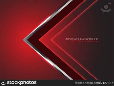 Abstract silver black arrow speed direction on red dark blank space design modern luxury futuristic technology background vector illustration.