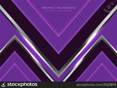 Abstract silver black arrow speed direction on violet blank space design modern luxury futuristic technology background vector illustration.
