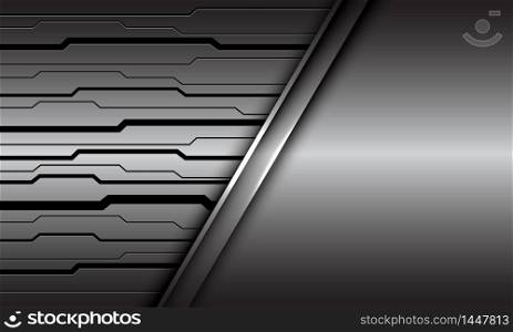 Abstract silver black circuit cyber pattern and blank space design modern luxury futuristic technology background vector illustration.