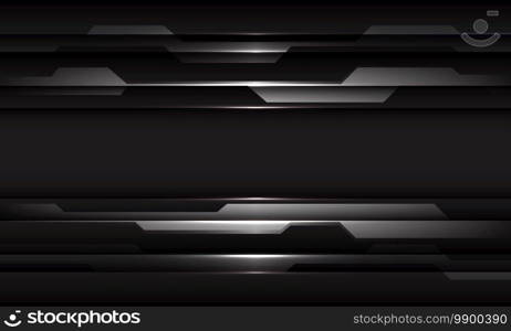 Abstract silver black cyber geometric line on dark grey design modern futuristic technology background vector illustration.