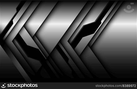 Abstract silver black cyber geometric shadow design modern futuristic technology background vector illustration.