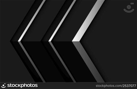 Abstract silver black metallic arrow direction with blank space design modern futuristic background vector