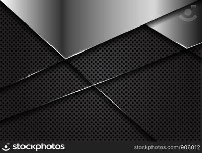 Abstract silver blank on dark grey circle mesh design modern luxury futuristic background vector illustration.