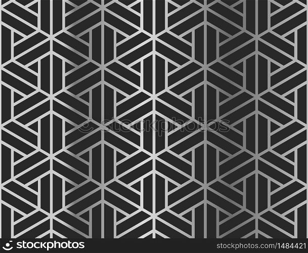 Abstract silver geometric figures on black, seamless pattern. Silver geometric figures on black, seamless pattern