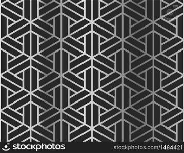 Abstract silver geometric figures on black, seamless pattern. Silver geometric figures on black, seamless pattern