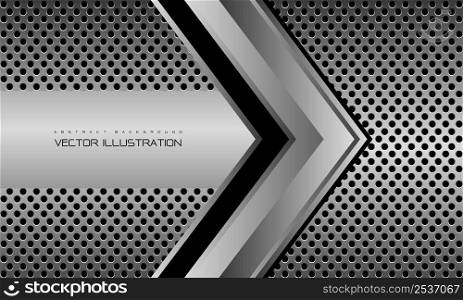Abstract silver grey arrow direction geometric on circle mesh design modern luxury futuristic background vector illustration.