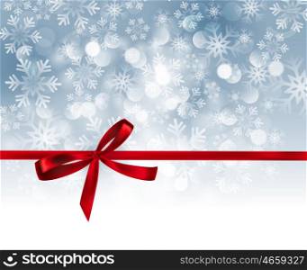 Abstract silver light background with red ribbon. Vector illustration Abstract christmas light background with red ribbon
