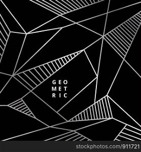 Abstract silver line geometric on black background luxury style. Vector illustration