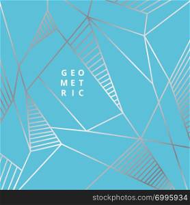 Abstract silver line geometric on blue background luxury style. Vector illustration