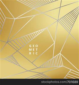 Abstract silver line geometric on gold background luxury style. Vector illustration