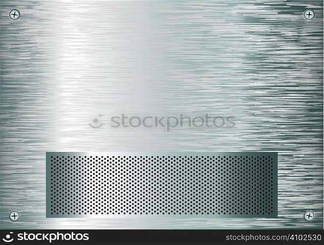abstract silver metal background with four screws and metal grill