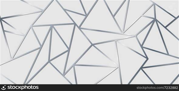 Abstract silver metallic join lines on white background. Geometric triangle gradient shape pattern. Luxury style. Vector illustration