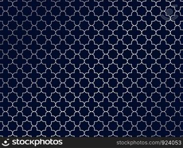Abstract silver moroccan pattern on blue background. Hampton design. Vector illustration
