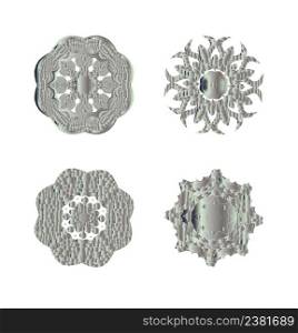 Abstract silver ornament. Abstract silver ornament set.. Oriental silver pattern