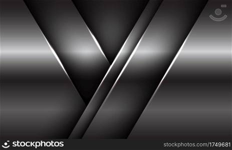 Abstract silver plate glossy metallic shadow overlap triangle geometric design modern luxury futuristic background texture vector illustration.