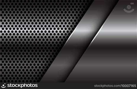 Abstract silver plate overlap on circle mesh design modern luxury  futuristic background vector illustration.