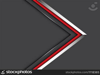 Abstract silver red line arrow direction on grey design modern luxury futuristic background vector illustration.