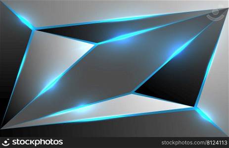 Abstract silver triangle geometric blue light design modern futuristic technology background vector illustration.