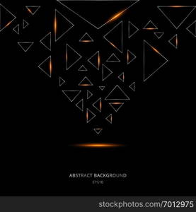 Abstract silver triangles with laser lighting on black background technology concept. Vector illustration