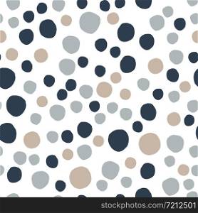 Abstract simple pebble shapes seamless pattern on white background. Random geometric dotted wallpaper. Chaotic stones backdrop. Vector illustration. Abstract simple pebble shapes seamless pattern on white background.