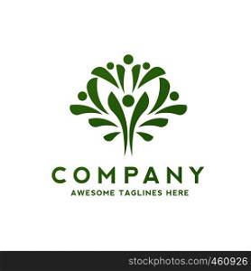 abstract simple people as green tree Logo and Icon Template