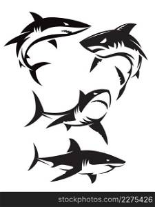 abstract simple shark logo vector collection on white background