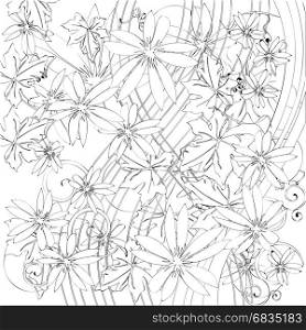 Abstract sketch background illustration with floral motif