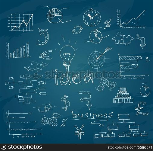 Abstract sketch chalkboard business management organization infographic elements vector illustration