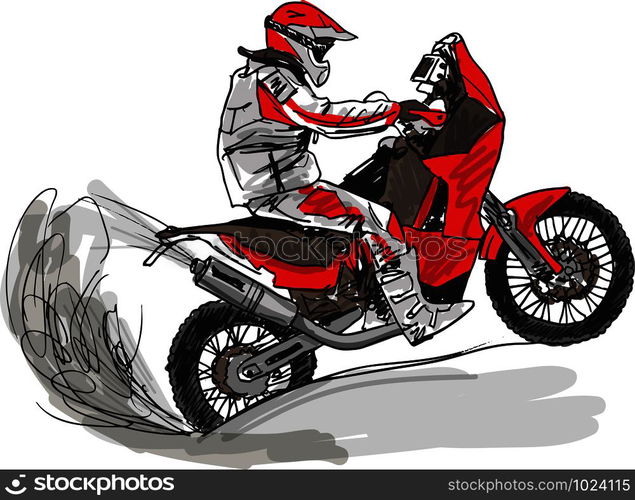 Abstract sketch of biker. Vector Illustration